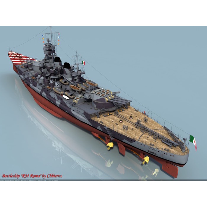 Jual DIY Papercraft Kertas Pola Kapal Perang Battleship RN Roma 120cm ...