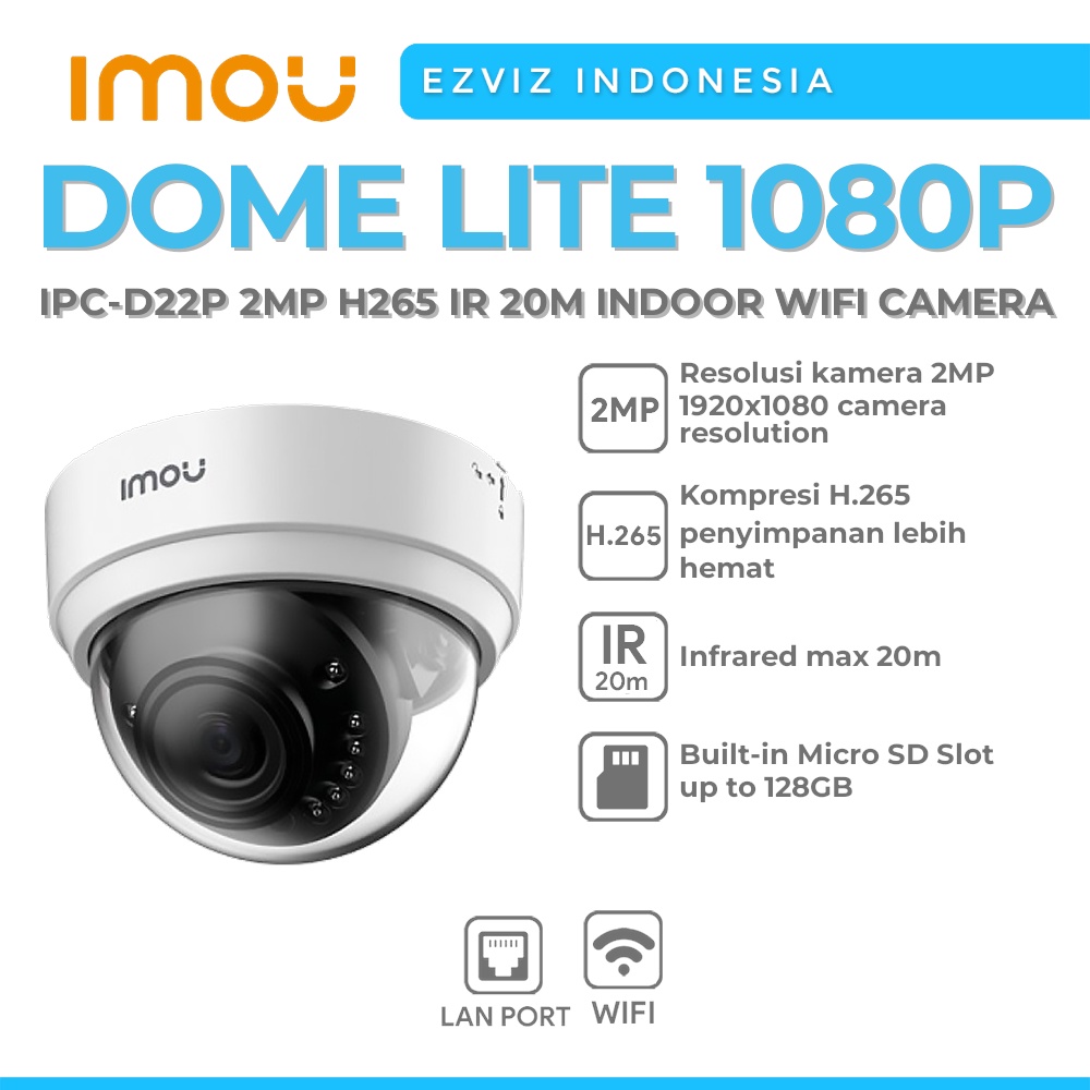 Jual IMOU DOME LITE 1080P IPC-D22P 2MP H265 IR 20M INDOOR WIFI CAMERA ...