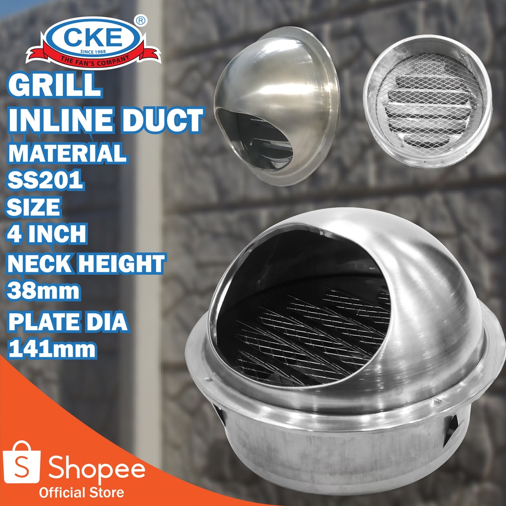 Jual Grill Penutup Inline Duct Booster Fan Stainless Steel 201 Wall Air