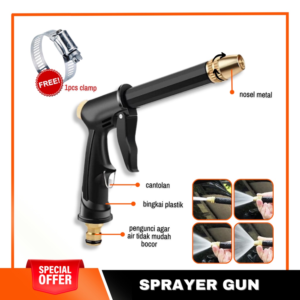 Jual Penyemprot Serbaguna Kepala Semprotan Air Mode Hose Nozzle Spray Gun Pistol Semprot Cuci