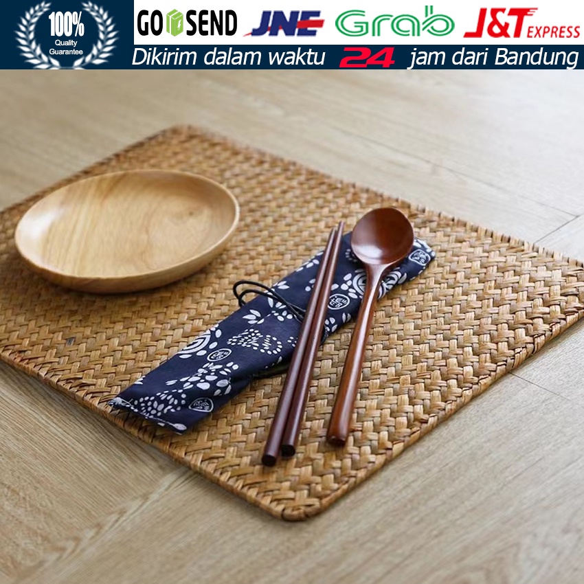 Jual Tatakan Piring Rotan Persegi Panjang Placemat Rotan Besar