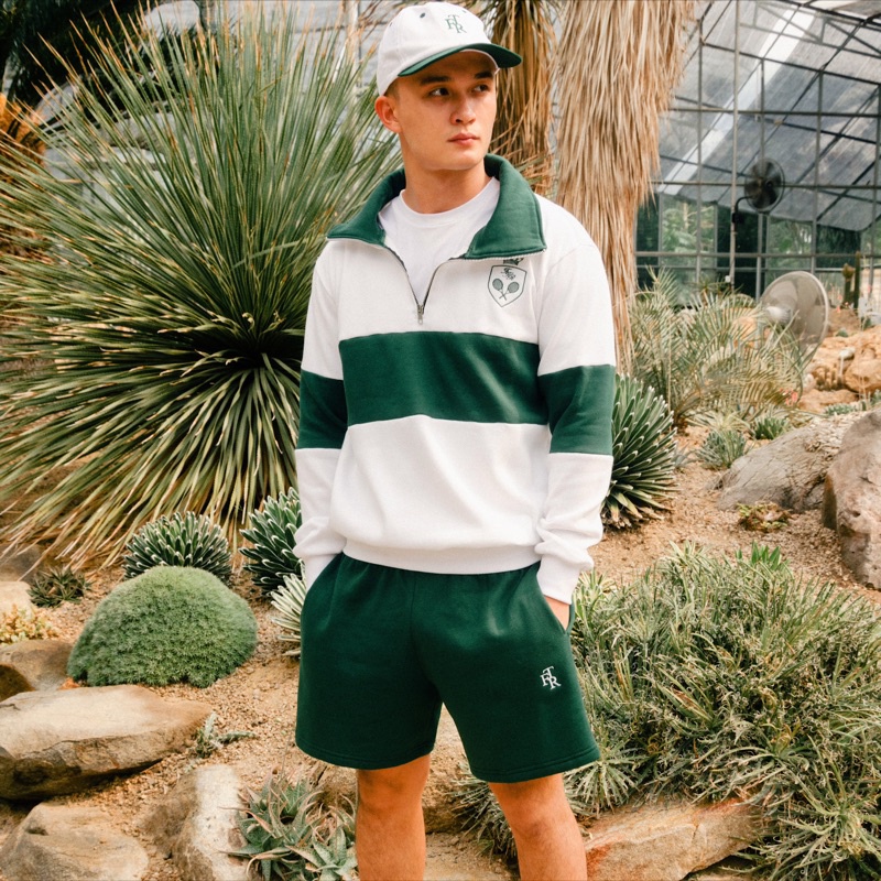 Jual First Time Round - Quarter Zip Sweatshirt - White Green | Shopee ...