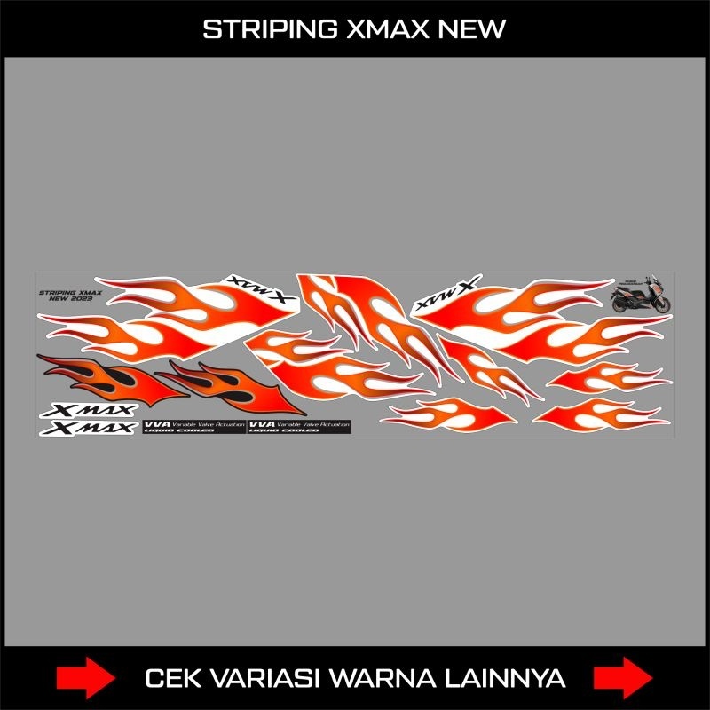 Jual Striping Sticker Xmax 250 New 2023 Motif Api Pelangi / Decal ...