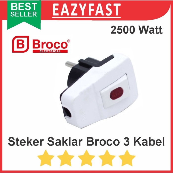 Jual Steker Saklar Broco 3 Kabel On Off Switch Lampu Nyala Colokan ...