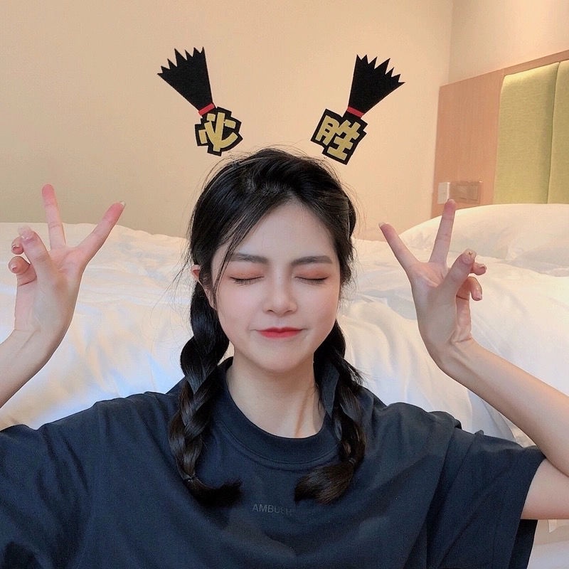 Jual Tiktok same text headband anchor headdress cute funny hair clip