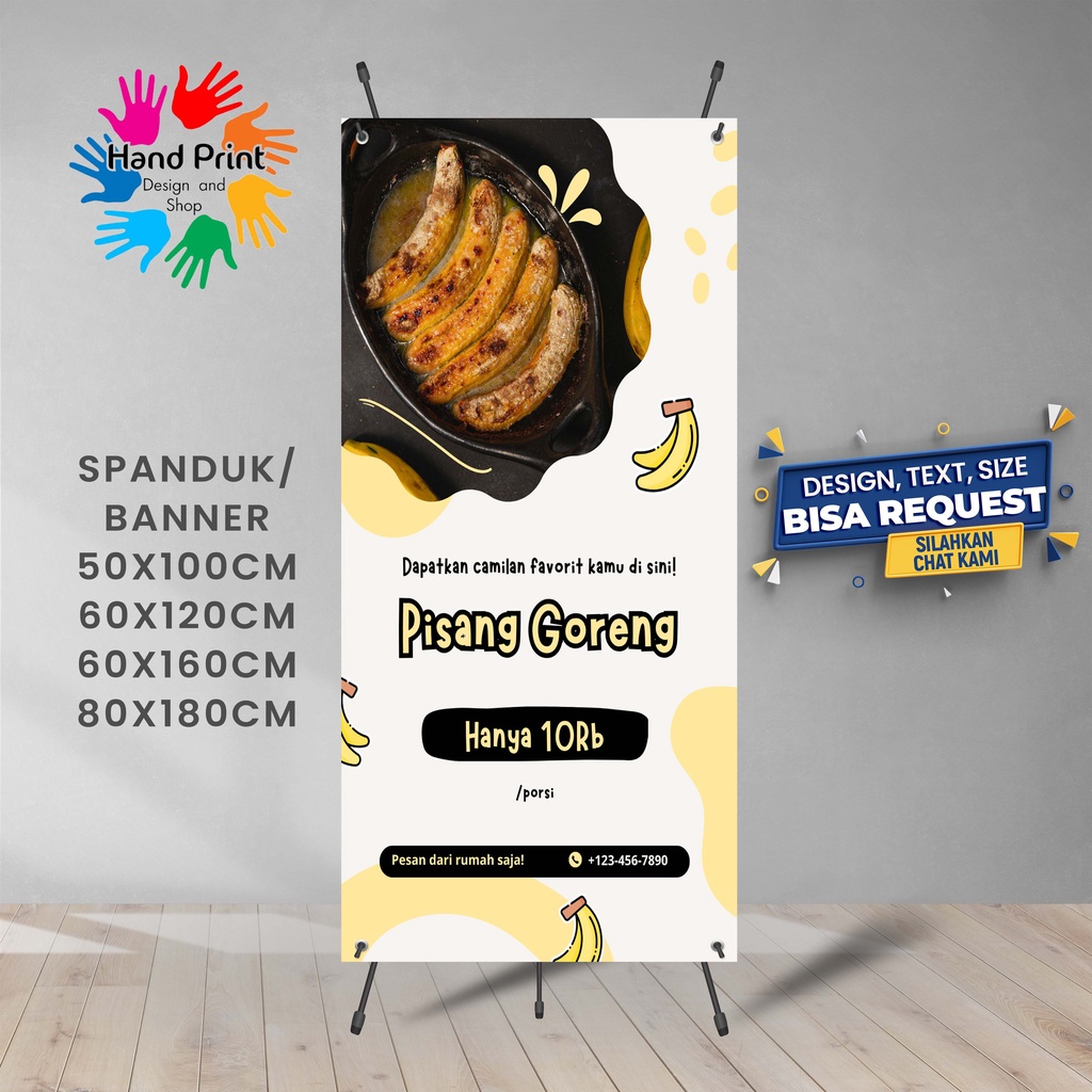 Jual SPANDUK BANNER Pisang Goreng Makanan Klasik Mantap Krem X CM Outdoor Free Design