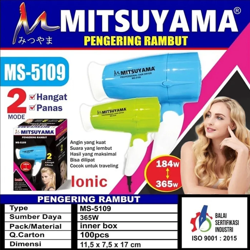 Mitsuyama MS-5109 Hairdryer Pengering Rambut Lipat Profesional | AutoStock