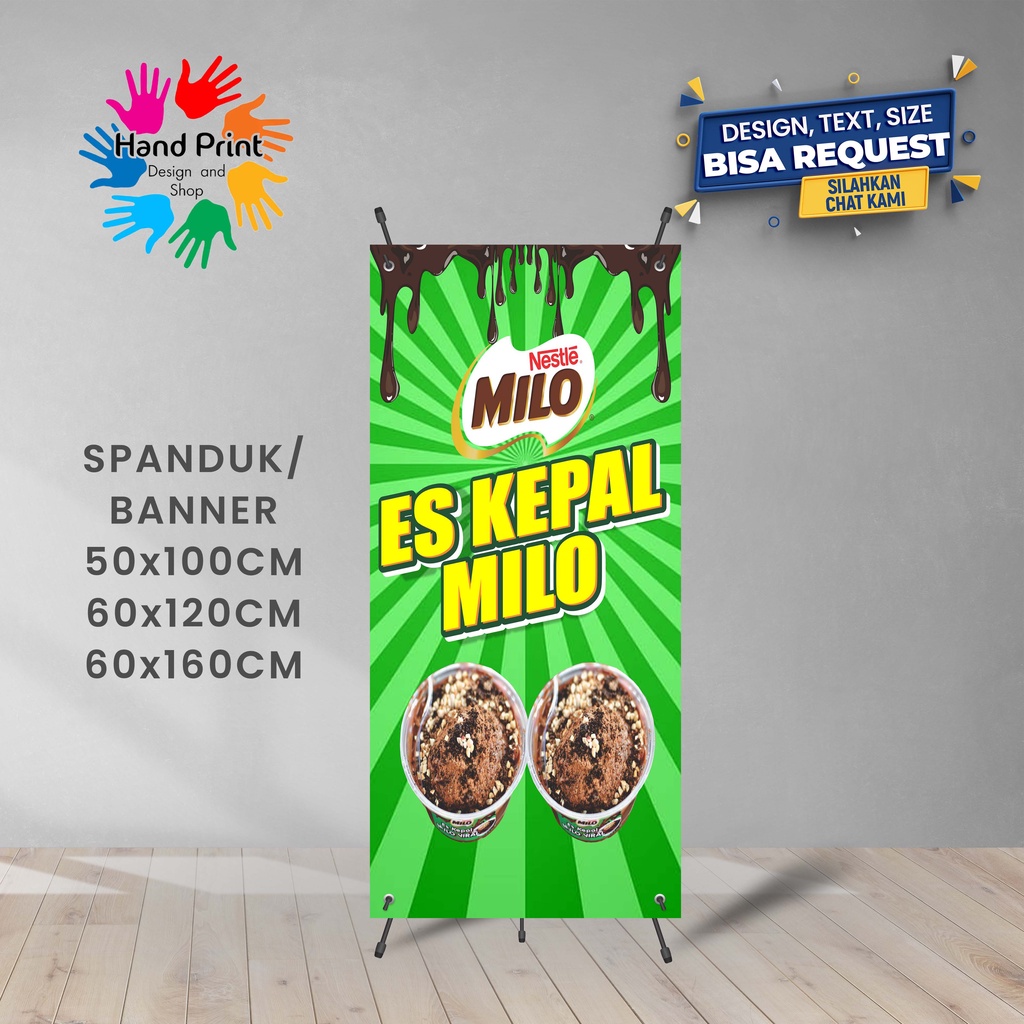 Jual Spanduk Banner Es Kepal Milo Hijau C1 Gratis Request Desain Shopee Indonesia 2290