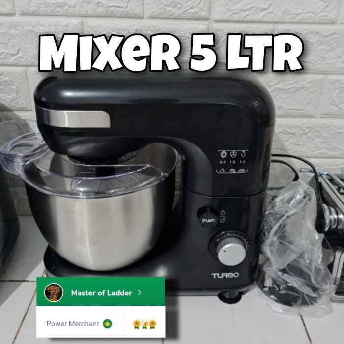 Jual Turbo Stand Mixer L Turbo Mesin Pengaduk Adonan Roti L W Hitam Hitam Shopee