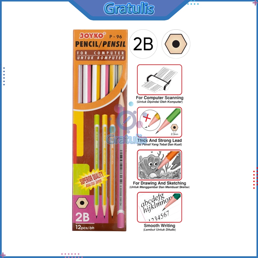 Jual Pensil 2b Joyko [p 96 12 Pcs] Alat Tulis Ujian Komputer Pencil