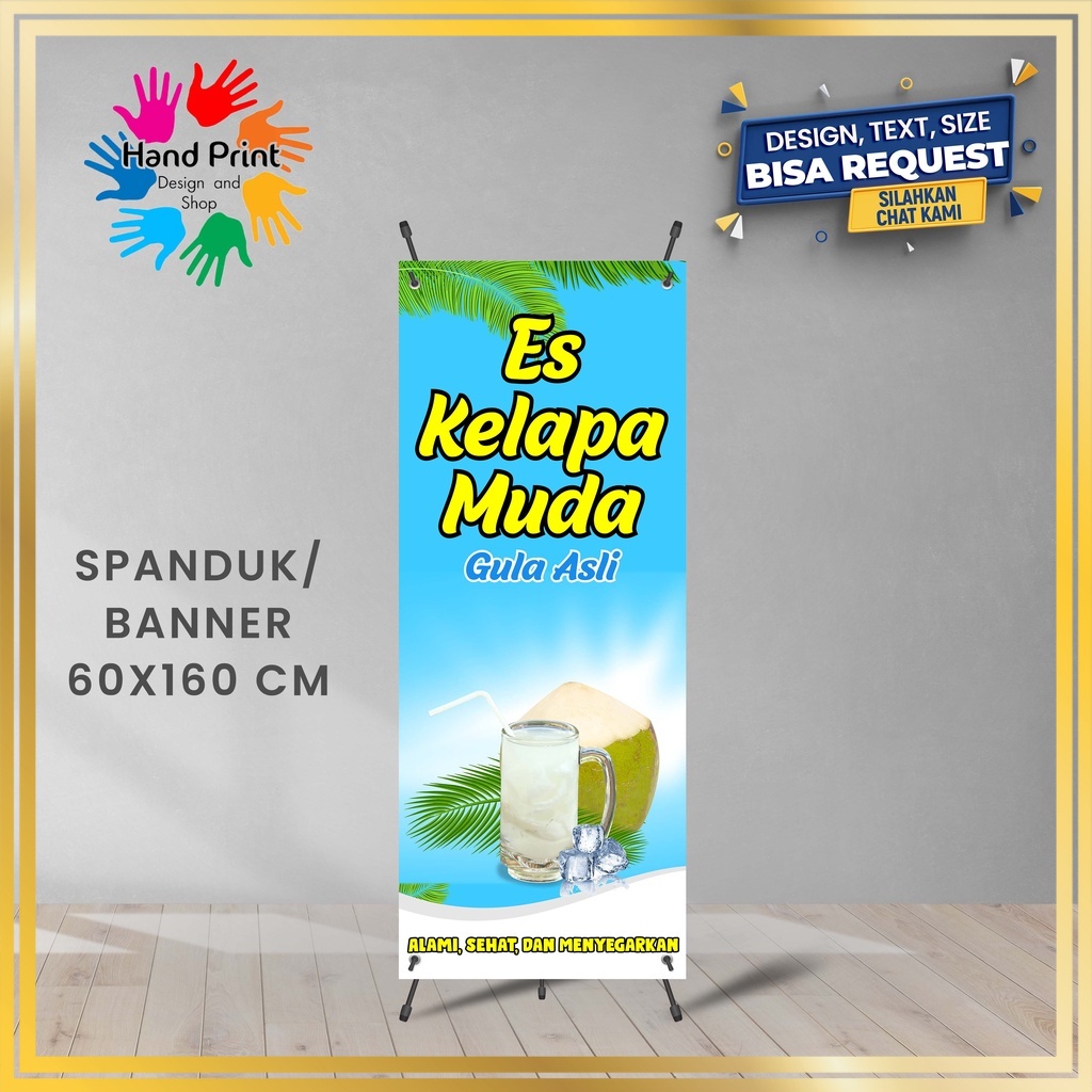 Jual Spanduk Banner Es Kelapa Muda Minuman Segar Kuning Ukuran 60x160 Cm Murah Berkualitas 1607