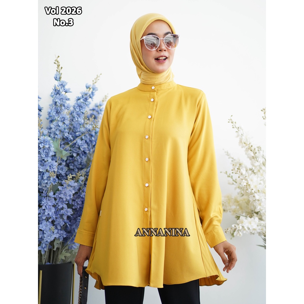 Jual ANNANINA Kemeja Blouse MS Plisket Vol 2026-3 (Sanghai) | Shopee