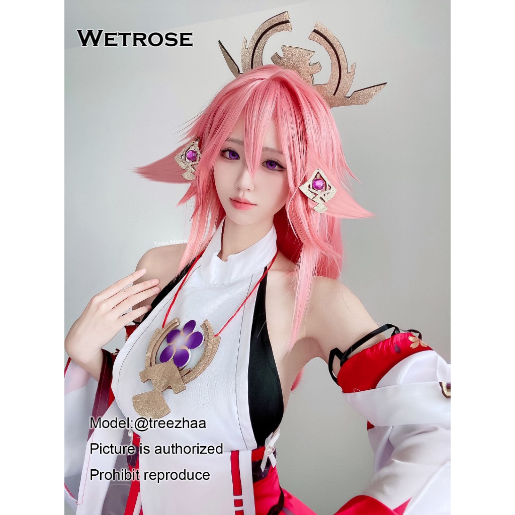 Jual 【wetrose】genshin Impact Yae Miko Cosplay Wanita Costume Kostum Full Set Miko Wig Shopee 3049