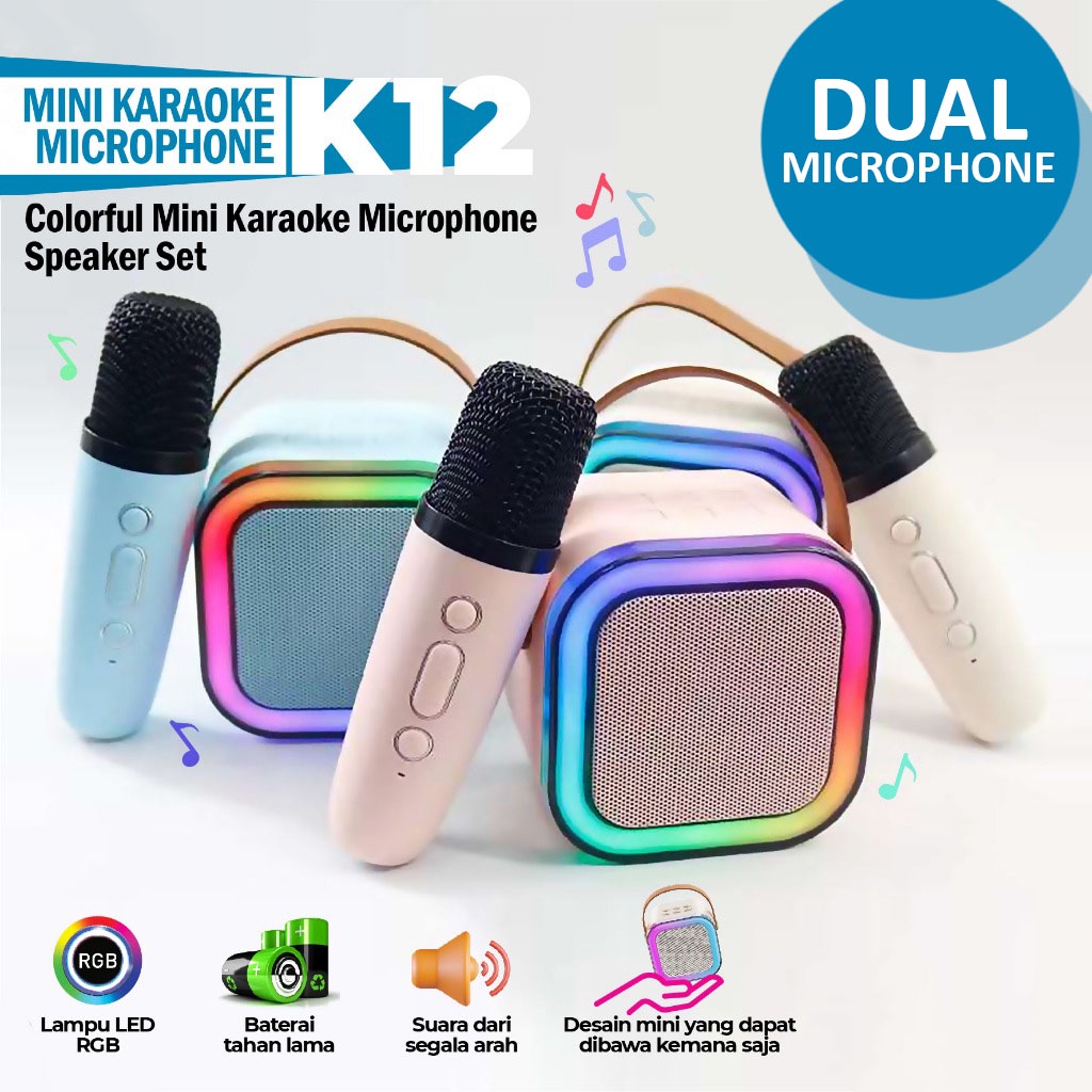 Jual Mic Karaoke Bluetooth K12 Mini Wireless Speaker Mikrofon Karaoke ...