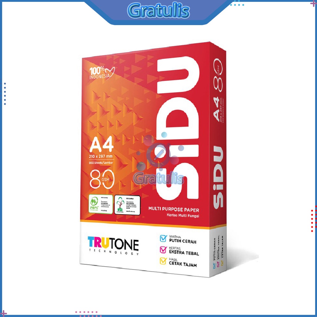 Jual KERTAS HVS A4 SIDU 80 GSM [1 RIM/500 LEMBAR] / LEMBARAN PRINT ...