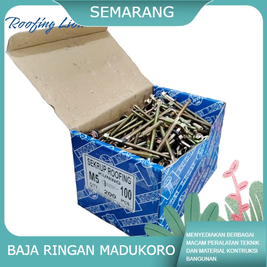 Jual SEKRUP BAUT ROOFING ATAP LION M5 X 100 (10CM) MOONLION ISI 200 ...