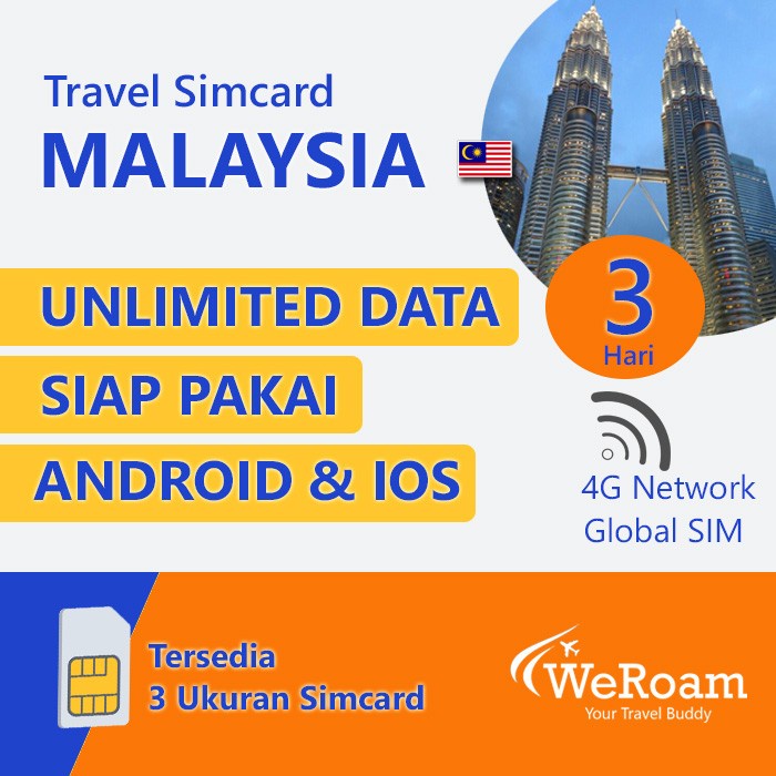 Jual WeRoam Travel Sim Card Malaysia 3 Hari Unlimited Data Shopee Indonesia
