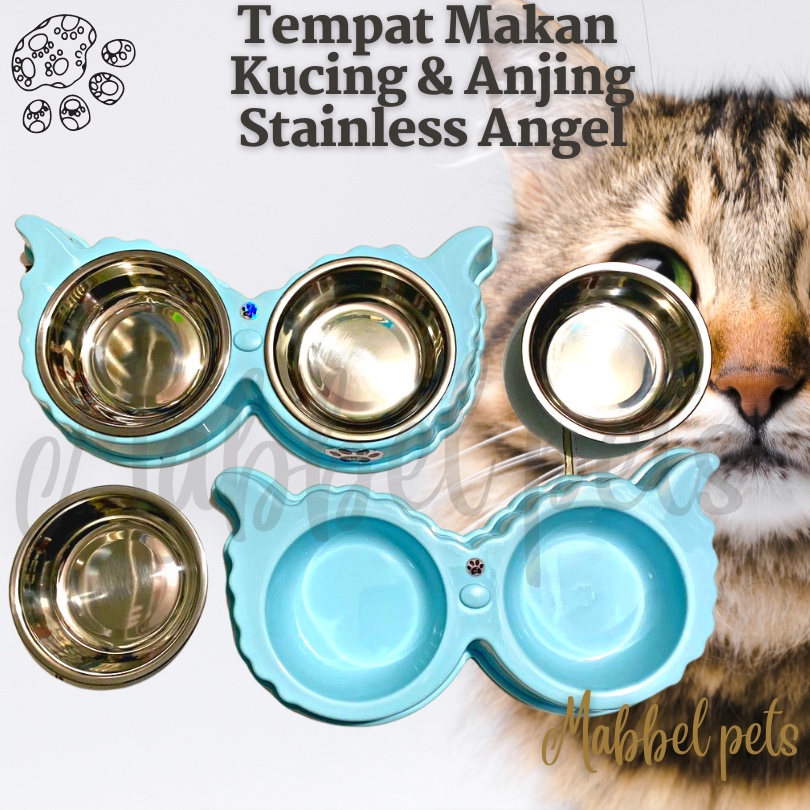 Jual Tempat Makan Minum Anjing Kucing Stainless Double - Angel | Shopee ...