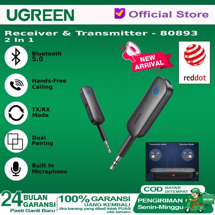 Jual UGREEN Bluetooth Receiver 5.0 Transmitter 2 IN 1 With 3.5mm 80893