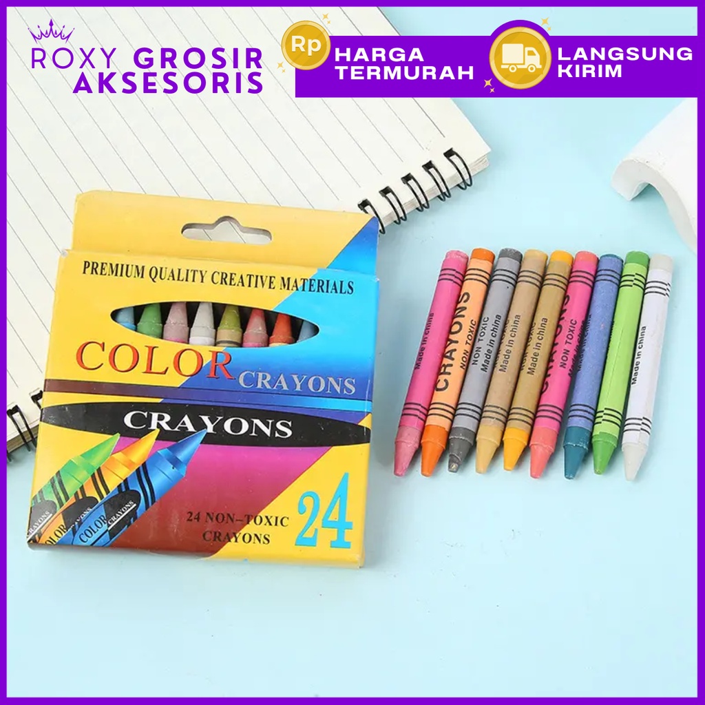 Jual Krayon Pensil Warna Anak 24PCS Pensil Crayon Mewarnai Menggambar