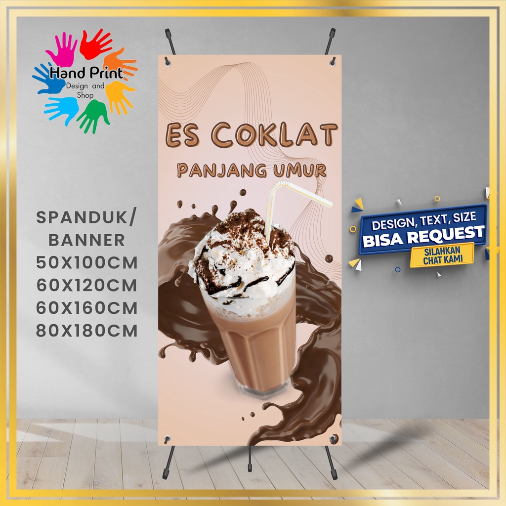 Jual Spanduk Banner Minuman Es Coklat Kekinian Viral Warna Kuning