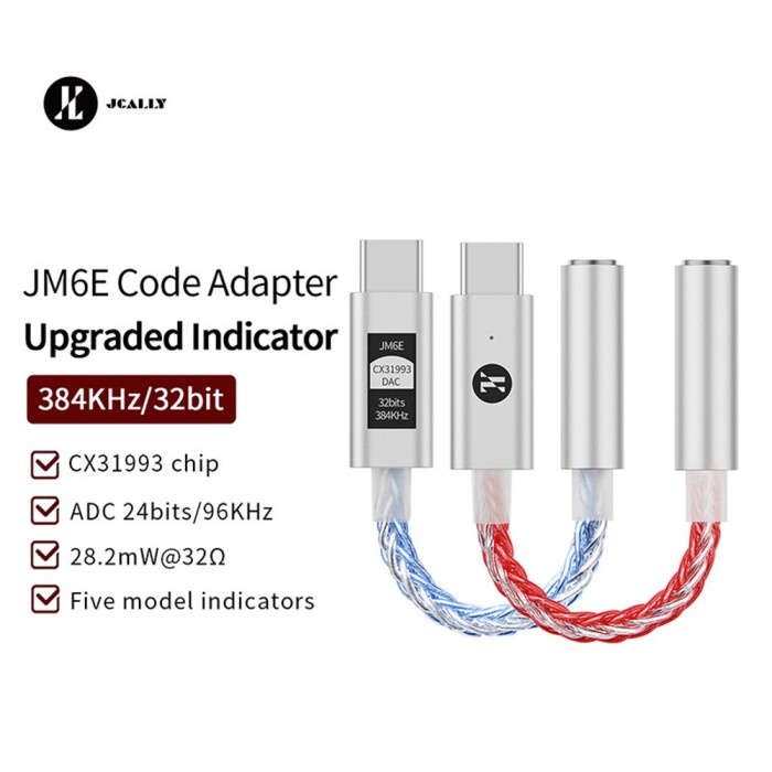 Jual Jcally Jm E Hires Dac Cx Type C To Mm Adapter Alt Ja Jm Cx Pro Dac Shopee