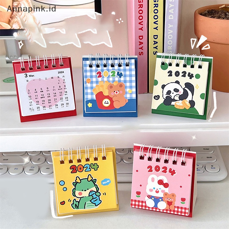 Jual Annapink 2024 Kawaii Kalender Meja Kartun Hewan Lucu Mini Desktop
