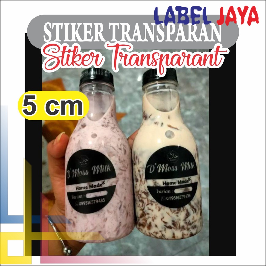 Jual Cetak Cetak Stiker Transparan 5 Cm Potong Bulat Label Nama Minuman Skincare Makanan Free 8151