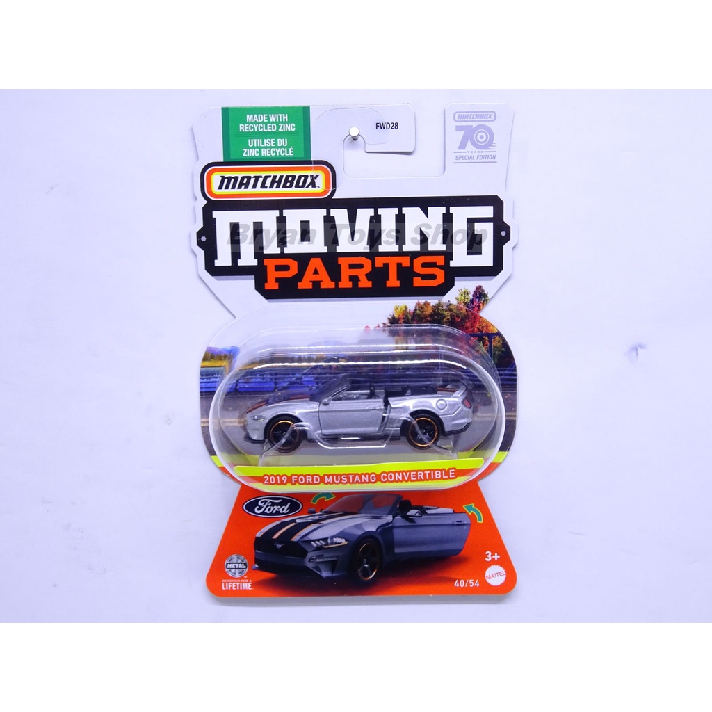 Jual Matchbox Moving Parts 2019 Ford Mustang Convertible Abu | Shopee ...