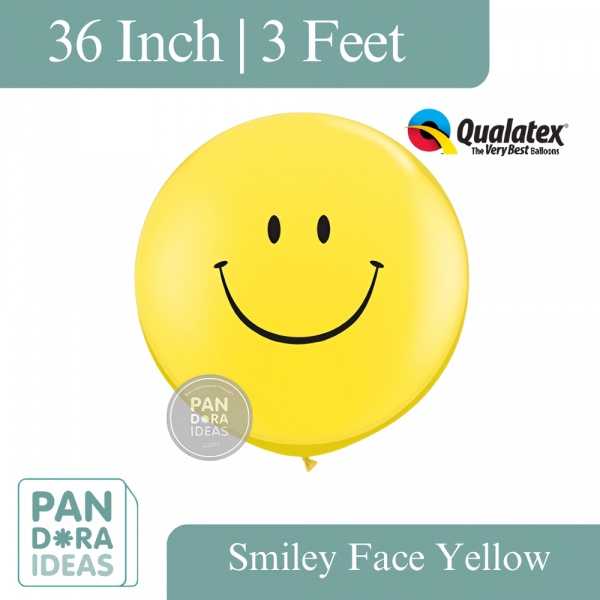 Jual Smiley Face Yellow 3 Feet Balloon Qualatex Usa Balon Latex Jumbo Shopee Indonesia