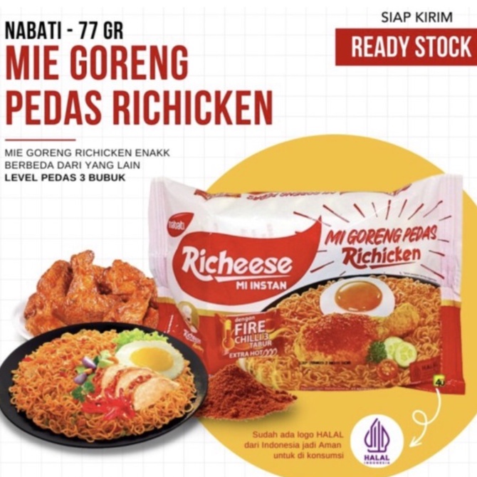 Jual RICHEESE Richicken Mie Goreng Pedas MI INSTAN GORENG RASA AYAM ...