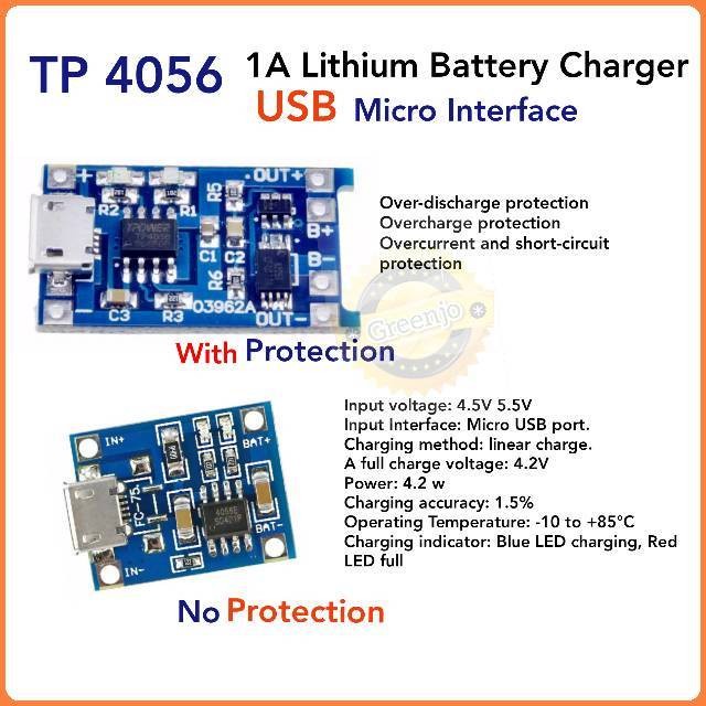Jual Modul TP4056 Protect Charger Baterai Li-Ion 18650 BMS 5V USB TP ...
