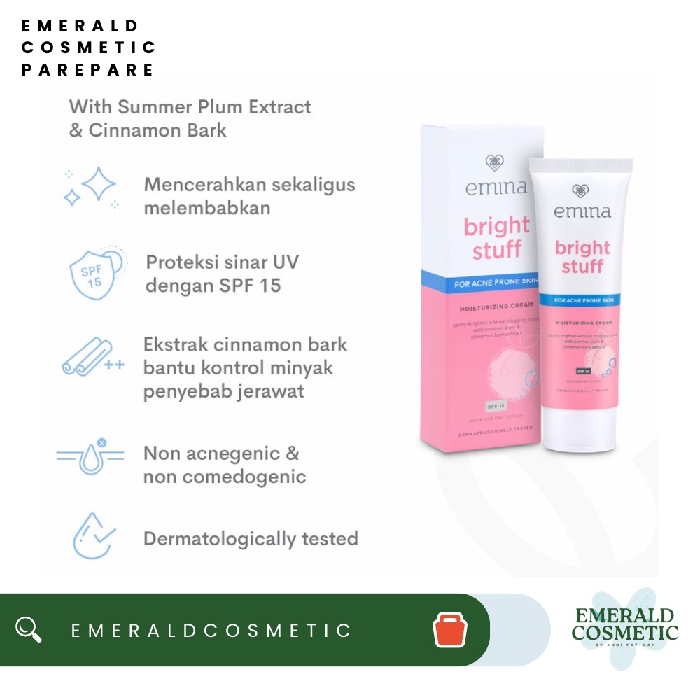 Jual Emina Bright Stuff for Acne Prone Skin Moisturizing Cream 20 mL