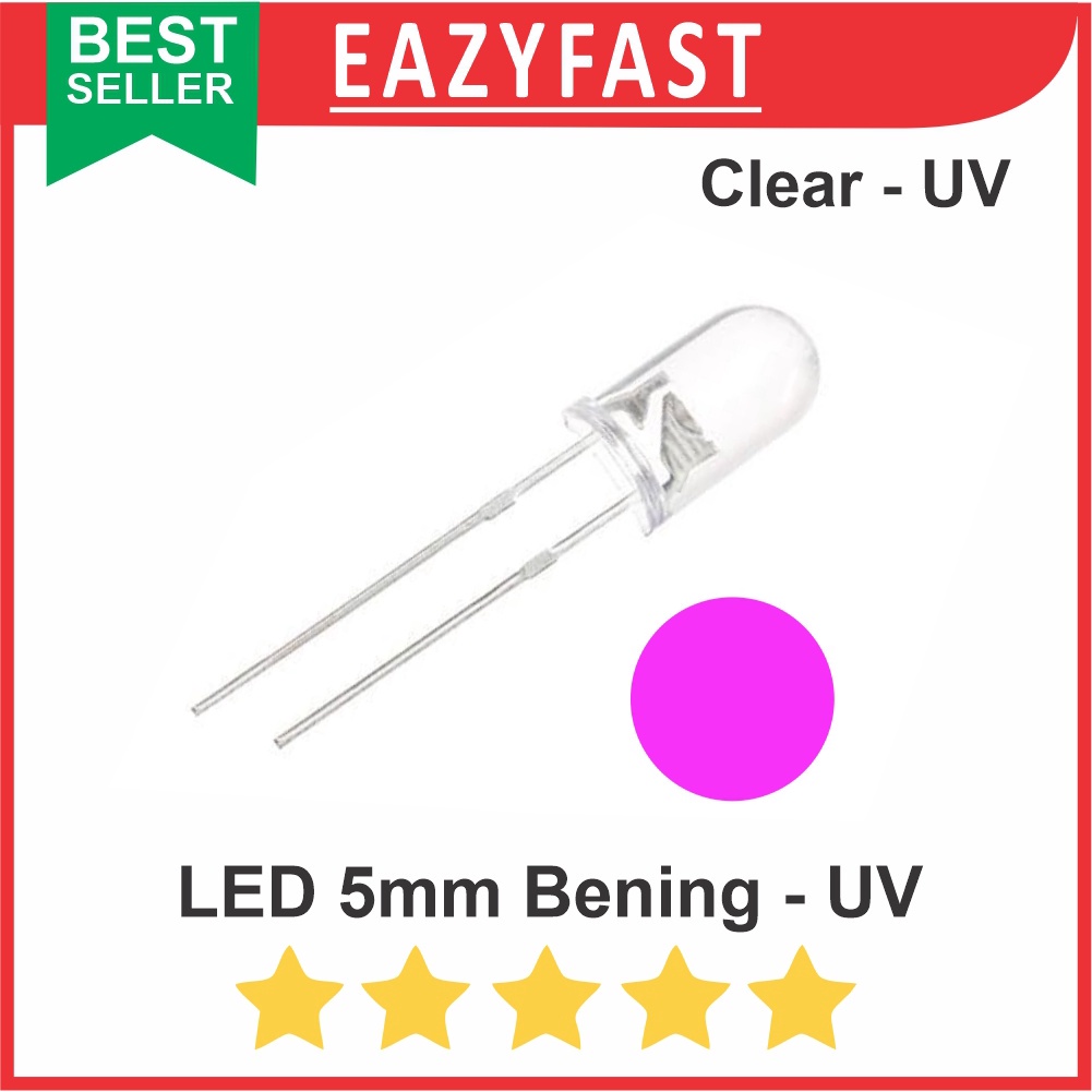 Jual LED 5mm Clear UV Ultraviolet Ultra Violet | Shopee Indonesia