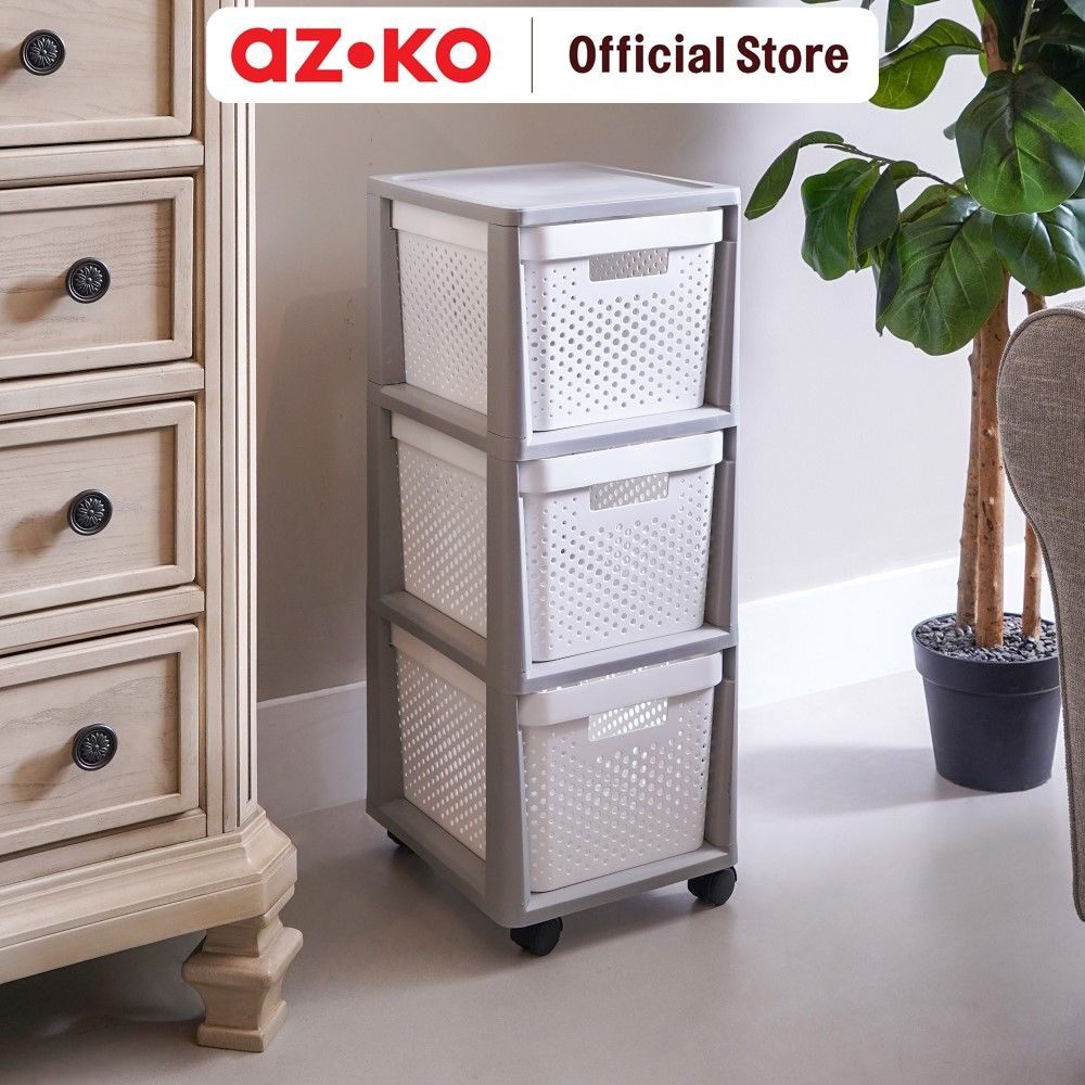 Jual AZKO Stora Rak Troli 3 Tingkat Big Basket - Putih Tempat ...