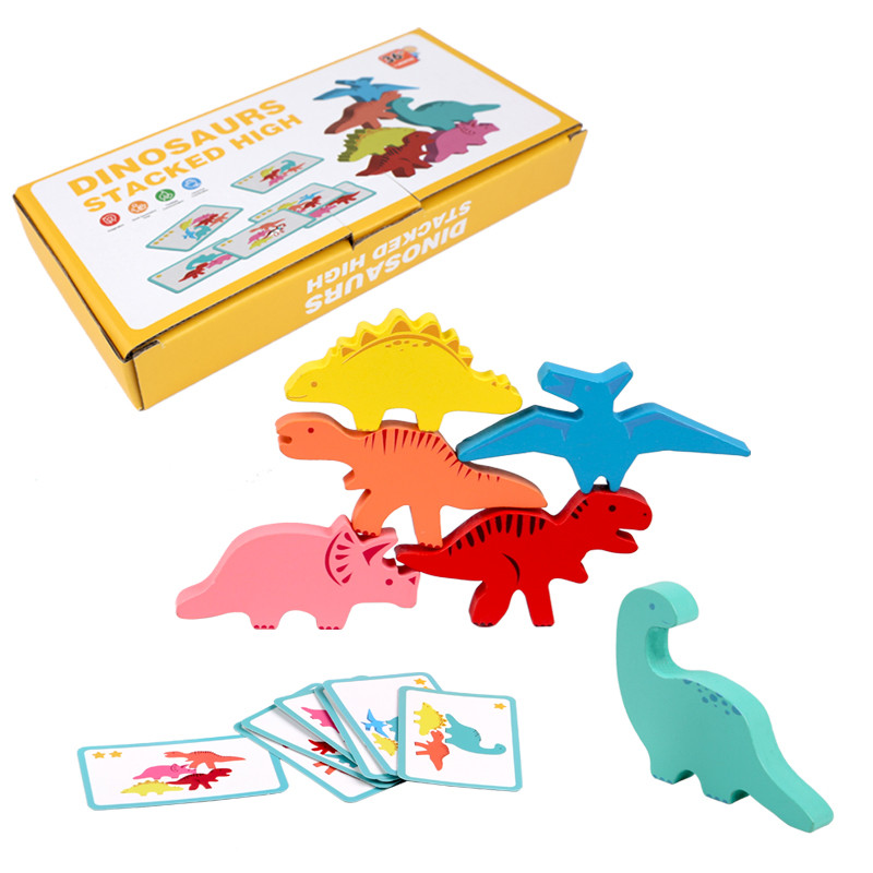 Jual Wooden Balance Blocks Toys For Children Animal Dinosaur Building ...