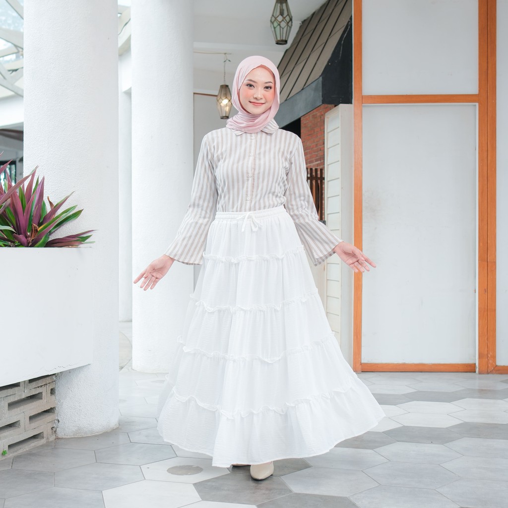Jual Stiego-Gaudi Rok Ruffle Linen Chasmire | Rok Wanita Susun | Shopee ...