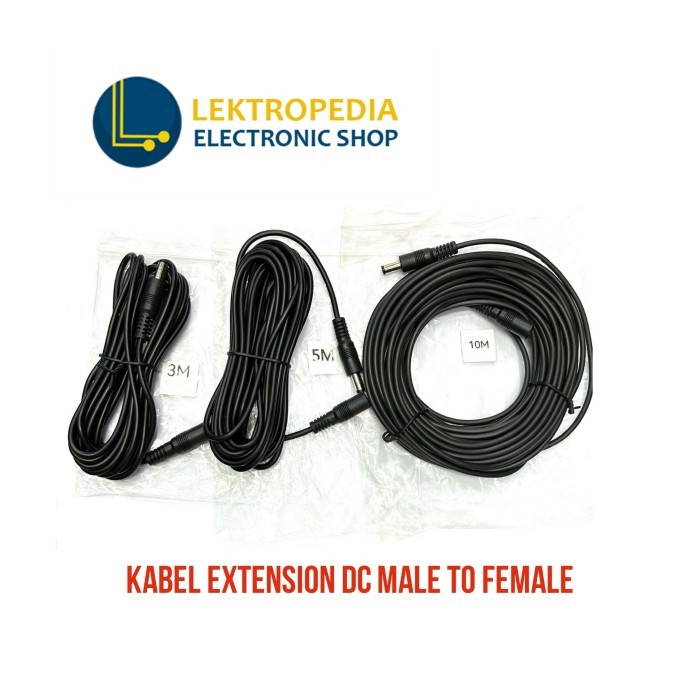 Jual Kabel Ekstension 3m 5m 10m DC male Female Power Adapter IP Camera ...