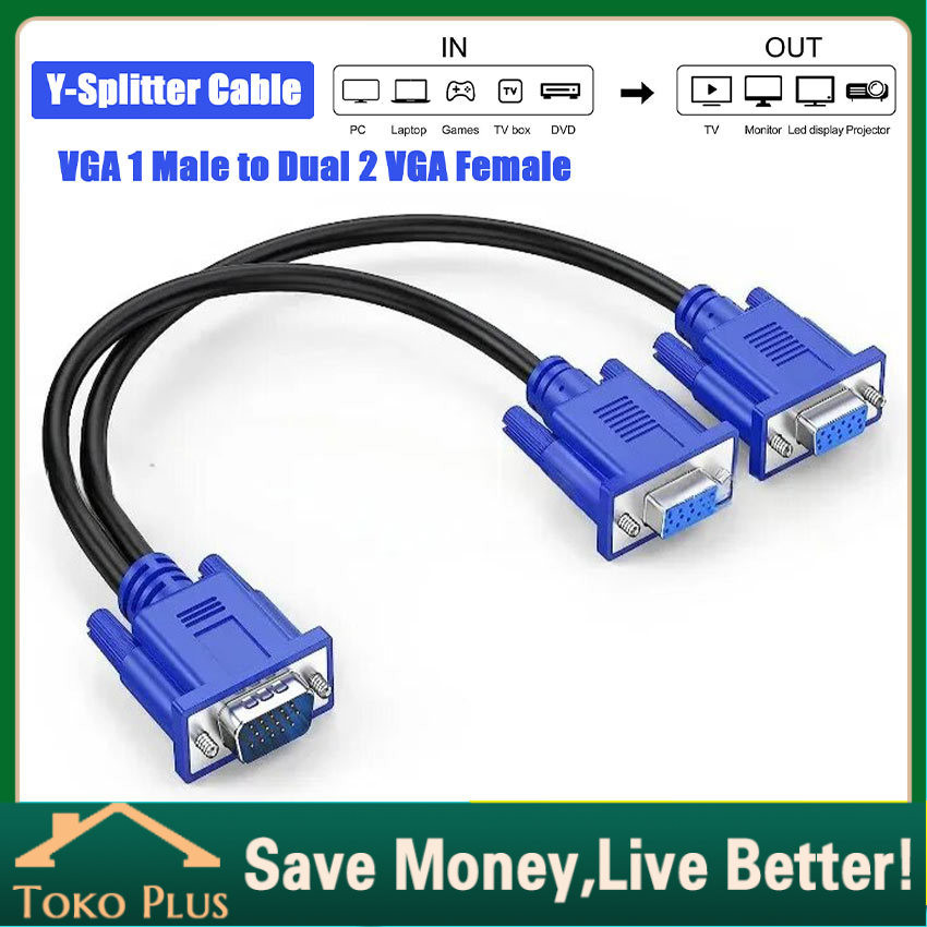 Jual Kabel VGA Splitter 1-2 / VGA Splitter 2 Port PC Computer (1 Male ...