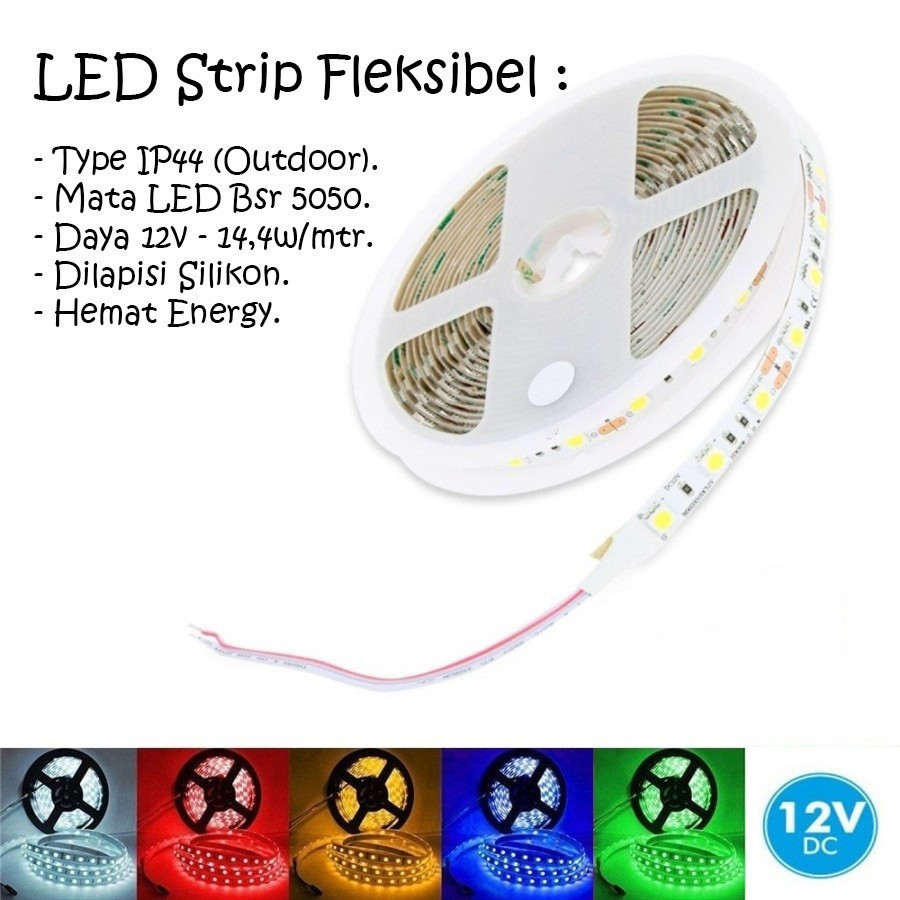 Jual LED Strip Fleksibel 5050 IP44 Outdoor 5 Meter | Shopee Indonesia