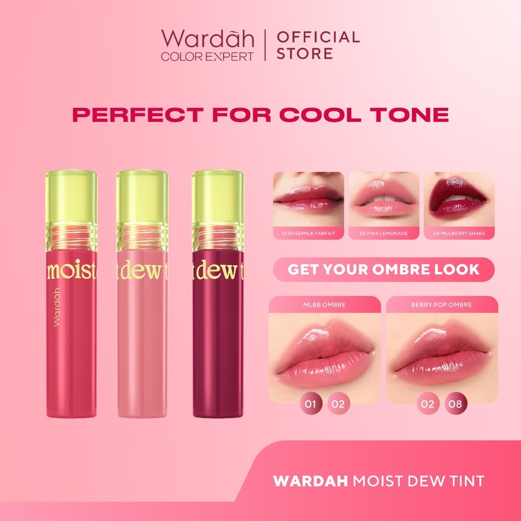 [TRIPLE PACK] NEW! WARDAH Moist Dew Tint 3 g 3 pcs - Liptint yang Mengadung Oatmilk dan Pentavitin - Makeup