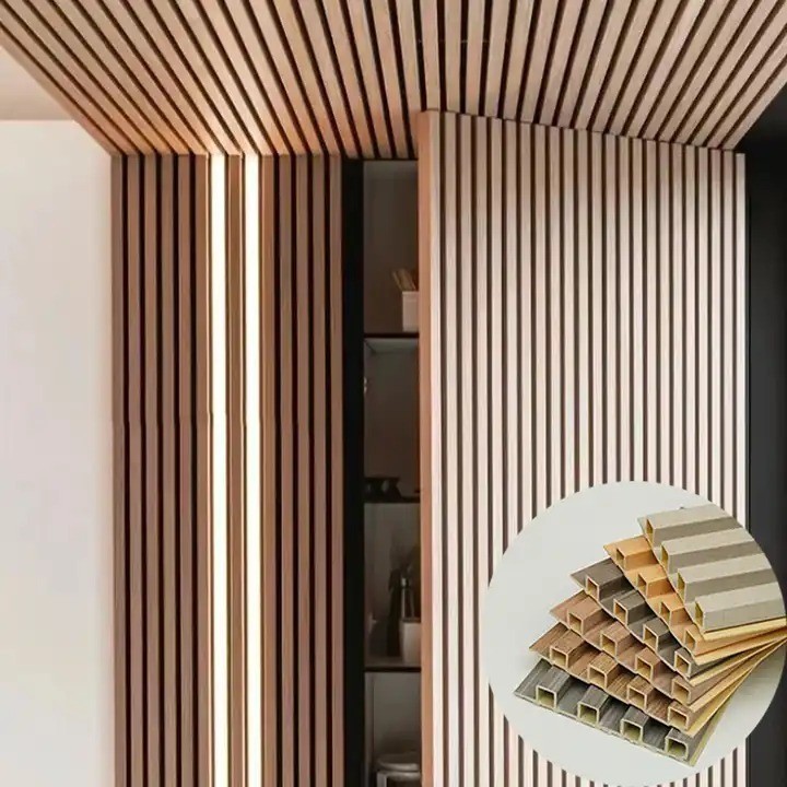 Jual KM Wood Panel WPC Ukuran 290cm Wall Panel PVC Motif Kayu Kisi Kisi ...