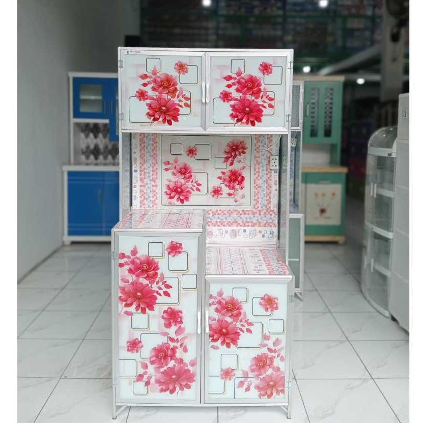Jual Rak Piring Kaca 2P Megicom - Lemari Piring Almunium Keramik Kaca ...