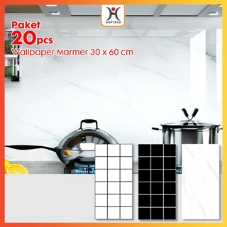 PAKET 20 LEMBAR Wallpaper dinding Marmer Marble 30 x 60 cm /  Vinyl Marbel Granit / Stiker Lemari Cabinet Marbel