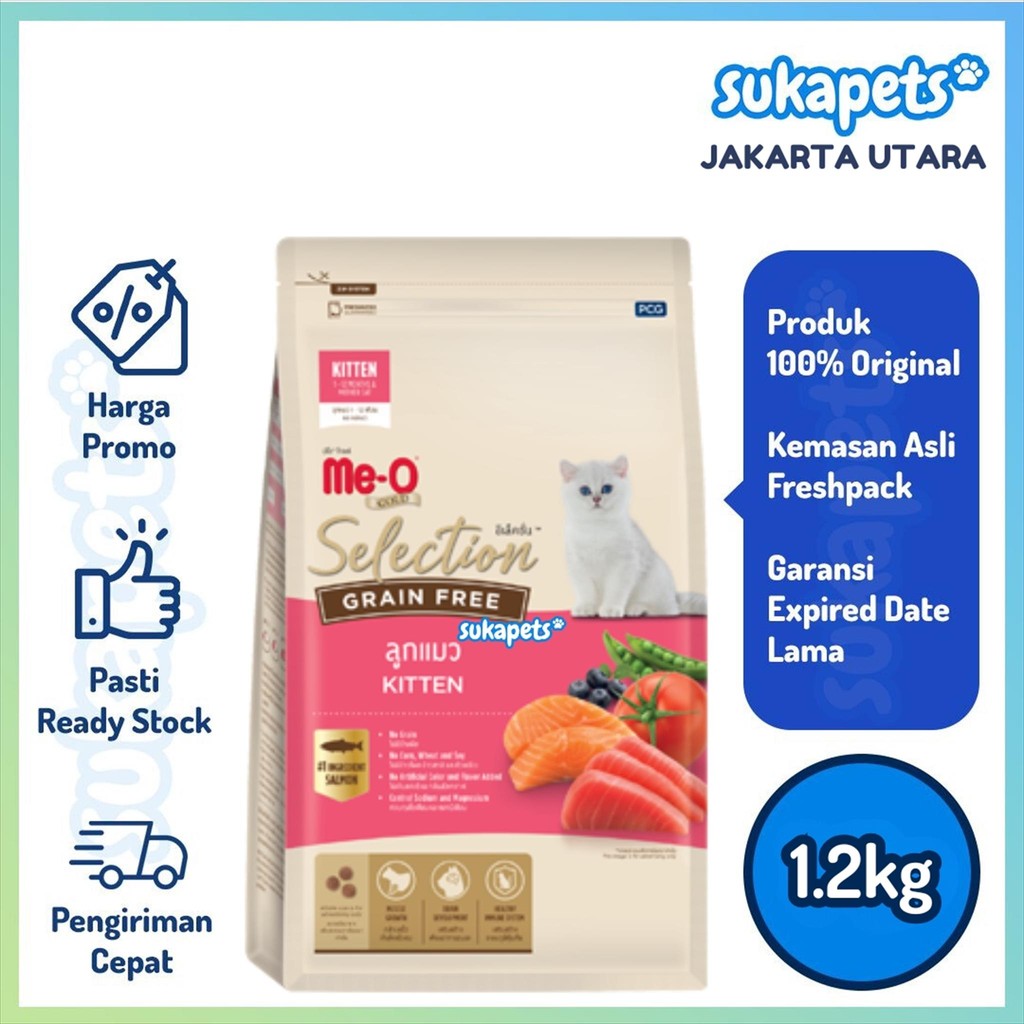 Jual Meo Gold Selection Grain Free Kitten Dry Food Makanan Kucing 1.2kg ...