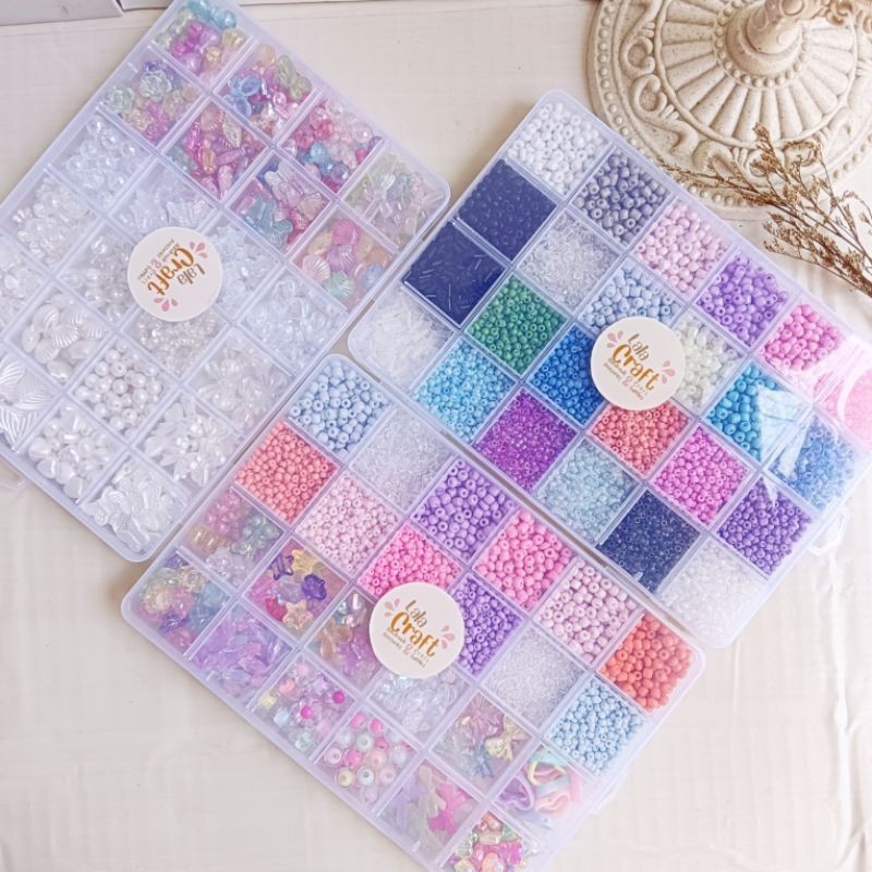 Jual Set Paket Manik Mote DIY box 24 sekat bebas pilih mote Paket ...