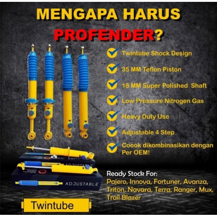 Jual PAKET Shockbreaker Merk Profender Dmax D-max Old Depan Belakang ...