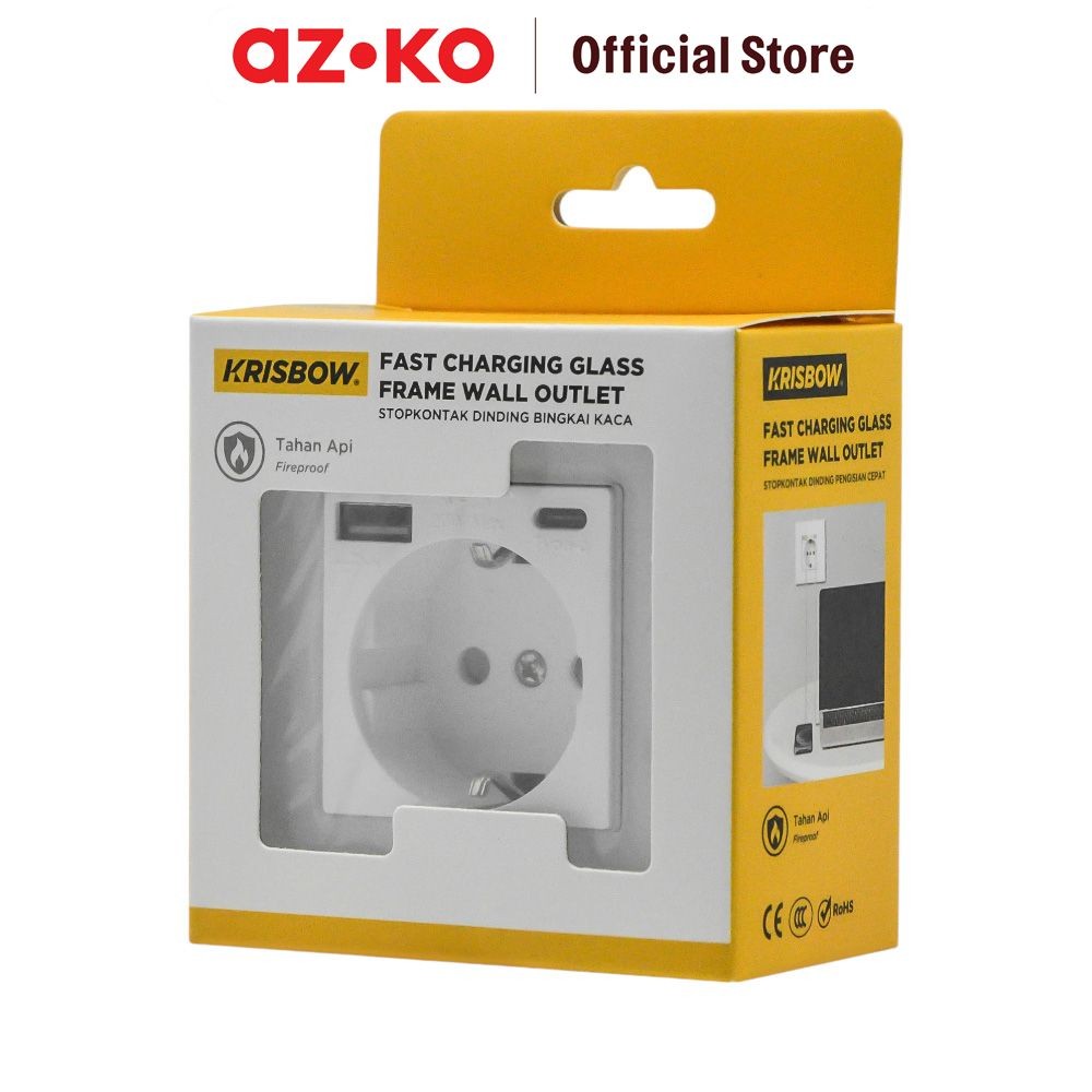 Jual AZKO Krisbow Stop Kontak Dinding Glass Frame Wall Socket Electric ...