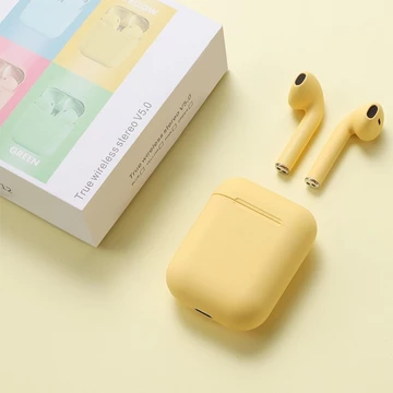 BISA I12 TWS Wireless Headset Bluetooth Earphones Full Bass 5.0 Macaron Nirkabel Frosted Sentuh