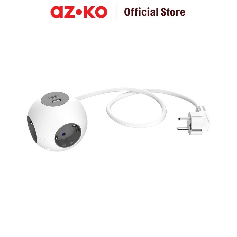 Jual AZKO Krisbow Stop Kontak Globe 4 Soket Dengan Usb A & Type C ...